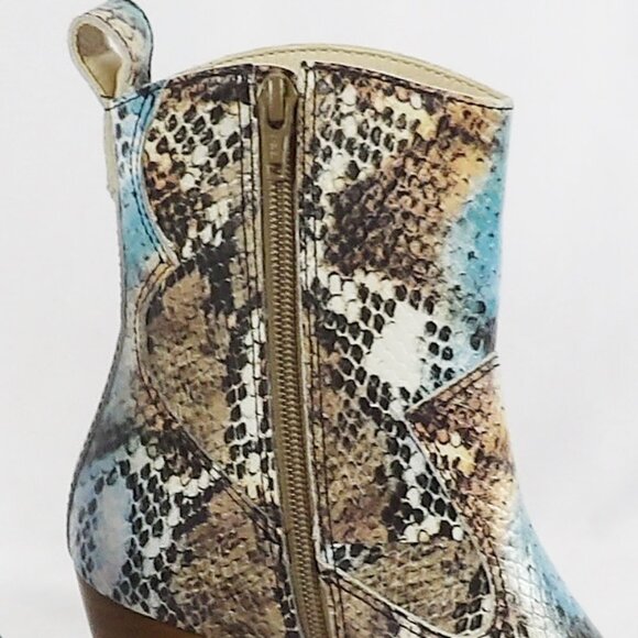 Matisse DESIRE Leather Snake Print Cowboy Western Style Boots White Toe NIB Sz 6 - Picture 6 of 9